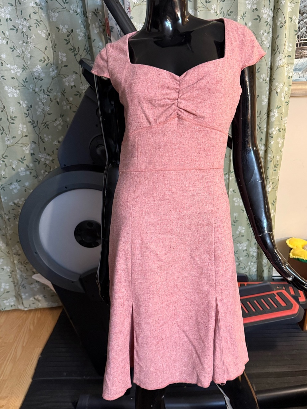 Club Monaco Rose-Textured Cap Sleeve Fit-and-Flare Dress